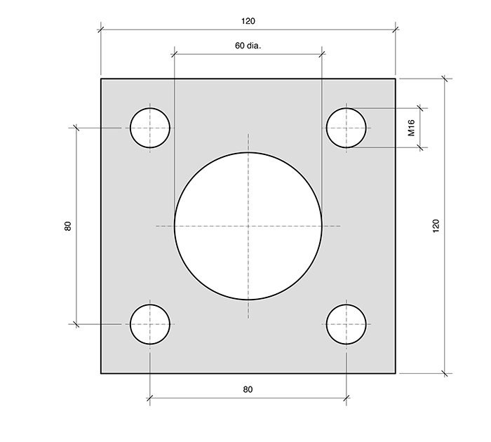 Plate PL4-SQ Square for combined roller bearings