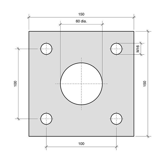 Plate PL6-SQ Square for combined roller bearings