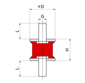 waisted antivibration mount (male-male)