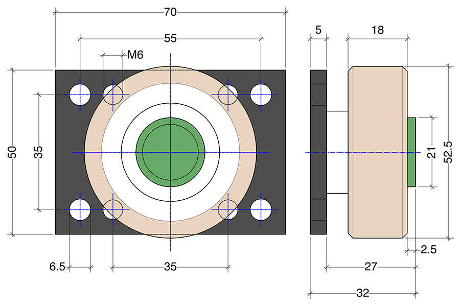 dimensional drawing for V.053 bearing