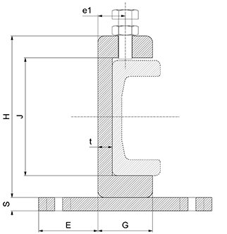 flange clamp for fixing combined roller bearing profiled rails