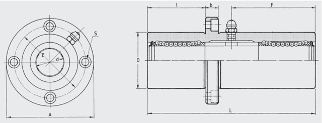 triple length ball bushing with flange