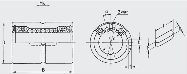 spline shaft torque resistant bush