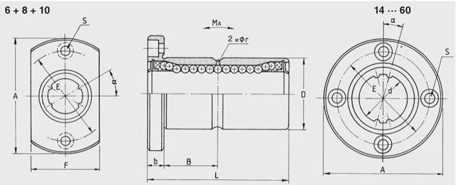 spr spline nut flanged bush