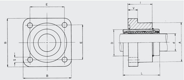 flanged ball bushing housing