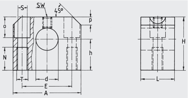 aluminium shaft end support WB57 WB58