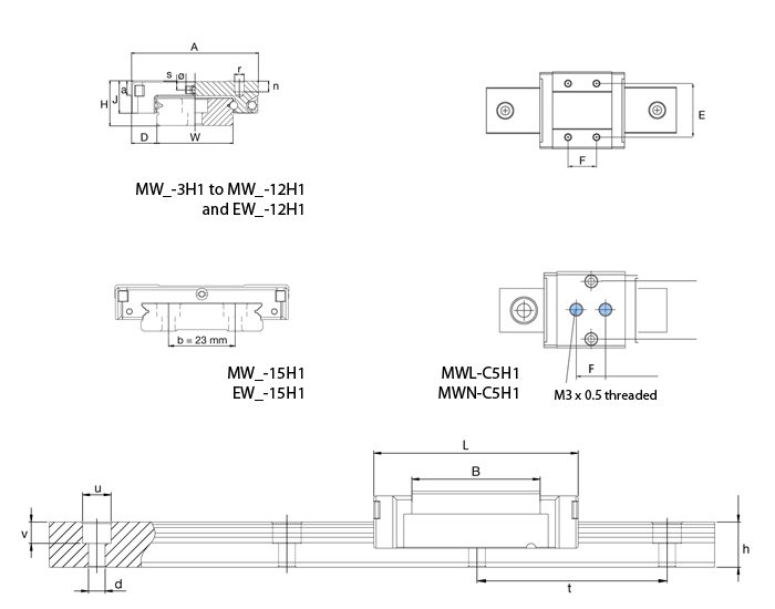 miniature linear sliding system diagram