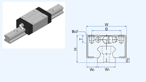 Drawing of TWH block linear bearing carriages