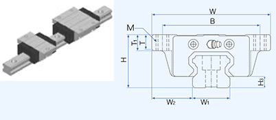 Drawing of TWS compact flanged linear bearing carriages