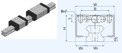 Drawing of TWS compact block linear bearing carriages