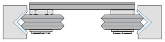 vee bearings running between rails