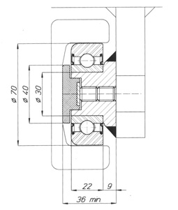 channel bearing with rubbing block